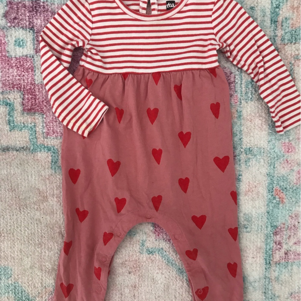 Tea Collection long Sleeve Heart Print Romper